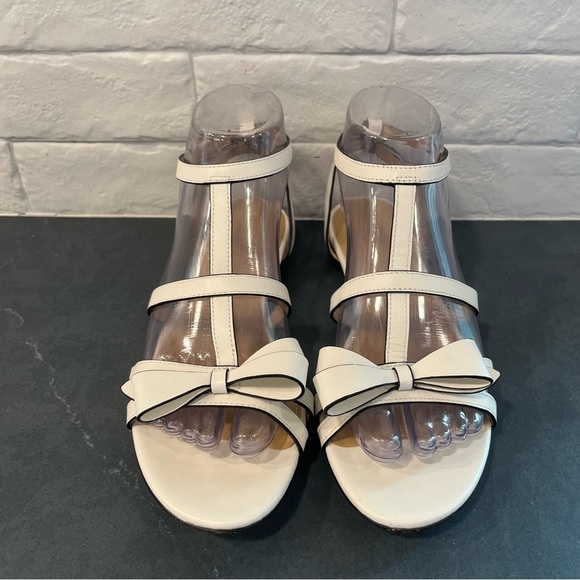 Talbots sz 7 Keri bow white vachetta leather strappy bow sandals - Picture 5 of 15